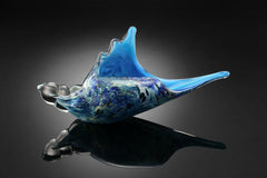 Murex Shell Art Glass Blue Sculpture