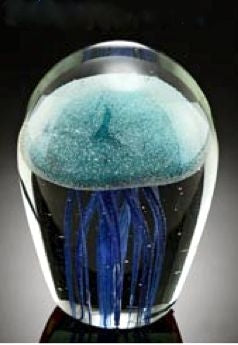 Art Glass Blue Jellyfish Small