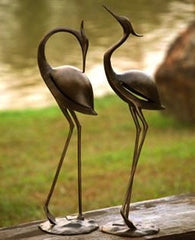 Heron Statues Garden Pair