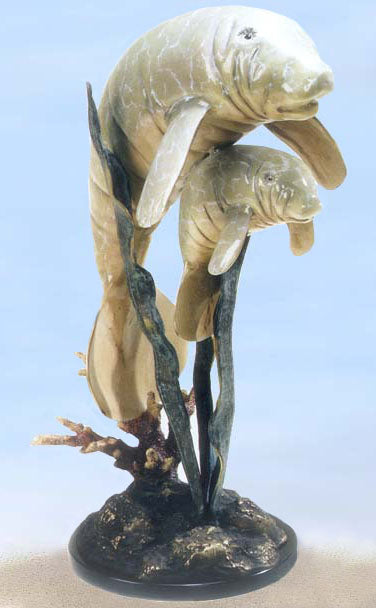 Manatee and Baby Sculpture Mother