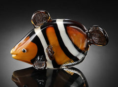 Art Glass Clown Fish Sculpture
