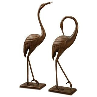 Garden Cranes Statues Graceful Pair