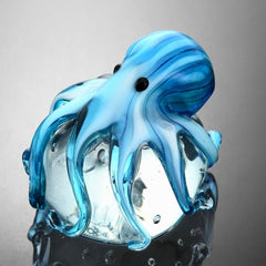 Art Glass Blue Octopus Sculpture Paperweight