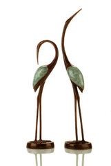 Cranes Sculptures Pair Hot Patina