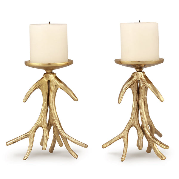 Antler Pillar Candleholders Set - Seven Dolphins