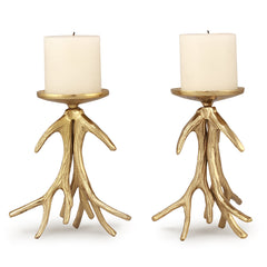Antler Pillar Candleholders Set - Seven Dolphins