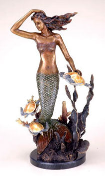 Sea Turtles Sculpture Mermaid and Ocean Inspired Art