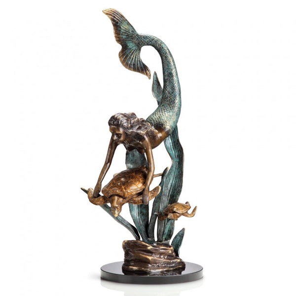 Mermaid and Sea Turtle Sculpture Ocean Explorers