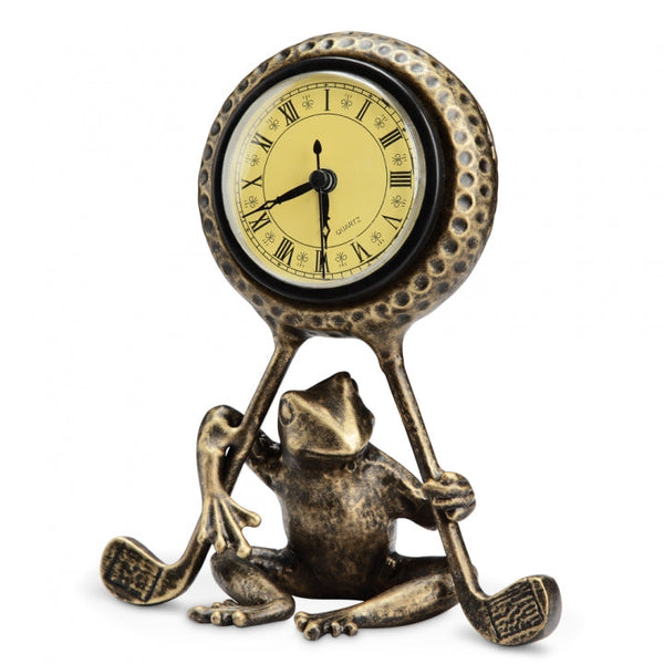 Frog Figurine Clock Golfing