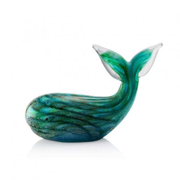 Whale Art Glass Teal Glow in the Dark
