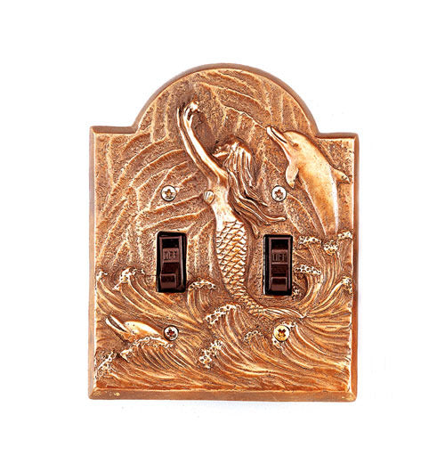 Mermaid and Dolphin Double Switch Cover - Seven Dolphins