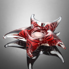 Starfish Art Glass Red Tea Light Holder