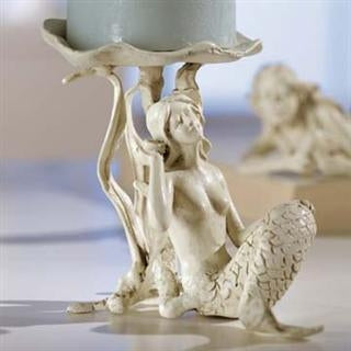 Mermaid Pillar Candle Holder - Seven Dolphins