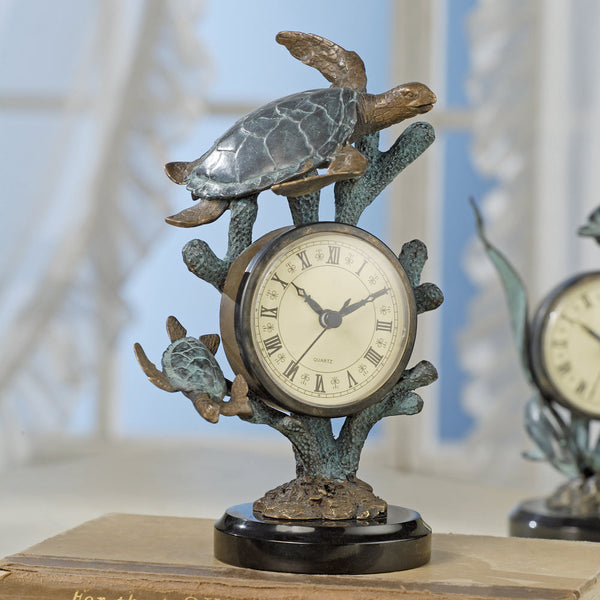 Duo Sea Turtle Table Clock - Seven Dolphins