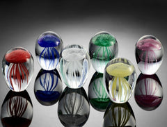 Jellyfish Sculptures Mini Art Glass Set of 6