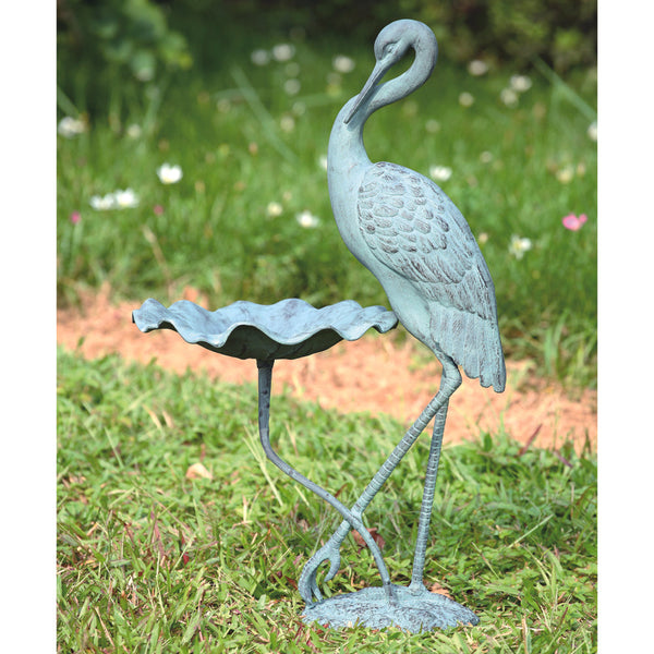 Crane Birdbath Garden Sculpture