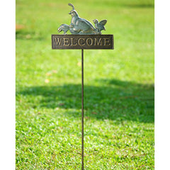 Quail Welcome Sign on Stake