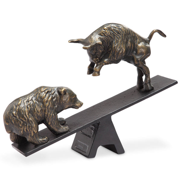 Bull and Bear Wall Street Struggle Sculpture