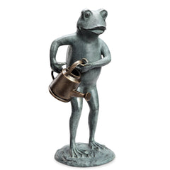 Frog with Watering Can Garden Sculpture