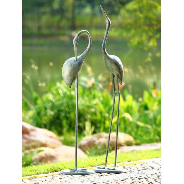 Crane Pair Contemplative Garden Sculpture