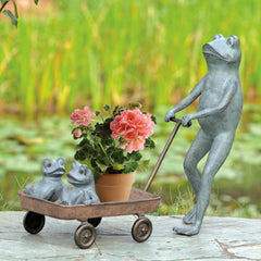 Frog Family with Wagon Planter