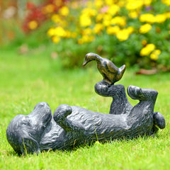 Dog and Duck Sculpture Puppy Play Garden