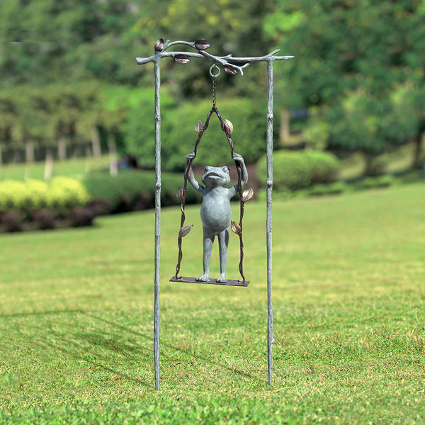 Frog Daredevil on Swing Garden Sculpture