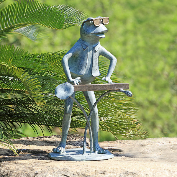 Frog Jazzy Keyboard Garden Sculpture