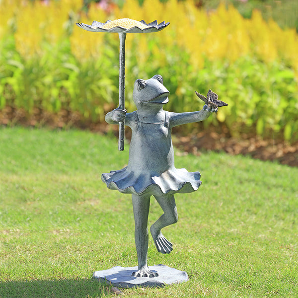 Frog Ballerina Birdfeeder with Stand