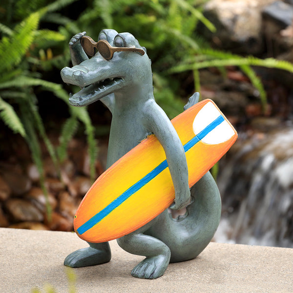 Gator Surfs Up Garden Sculpture