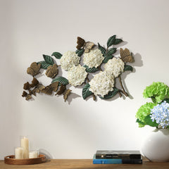 Hydrangea and Butterfly Wall Hanging Sculpture