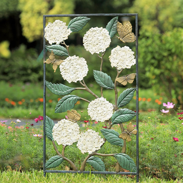 Hydrangea and Butterfly Trellis Sculpture