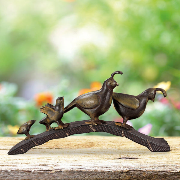 Quail Family Parade Garden Sculpture
