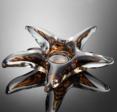 Starfish Art Glass Amber Tea Light Holder