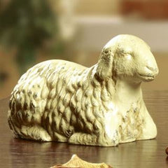 Lamb Statue Sleeping with White Patina