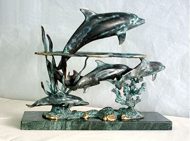 Dolphin Sculpture Five on Marble Base