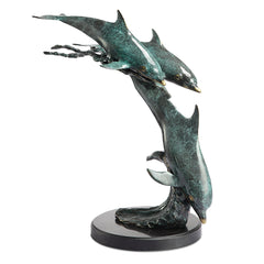 Dolphin Trio on Wave Sculpture