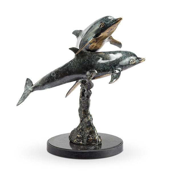 Dolphin Pair Playful Sculpture