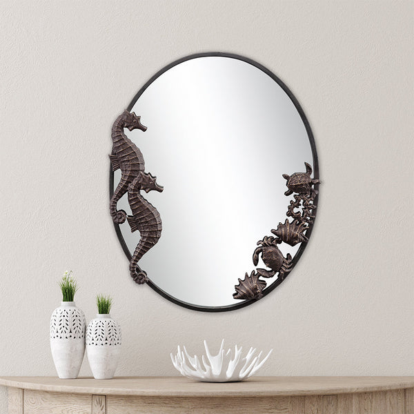 Seahorses and Sea Life Oval Wall Mirror
