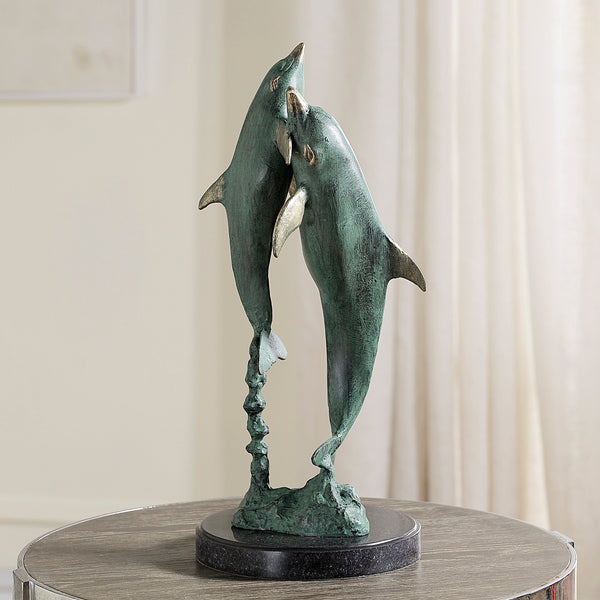 Dolphin Duo Flirty Sculpture