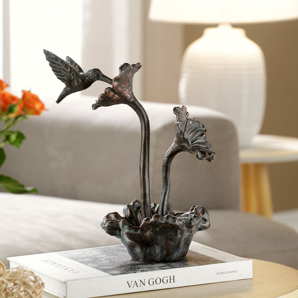 Hummingbird Feeding Sculpture