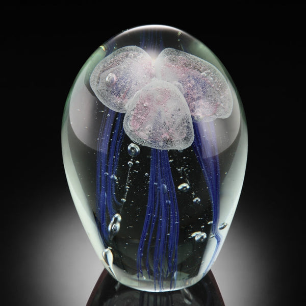 Jellyfish Sculpture Art Glass Triple Pink Purple