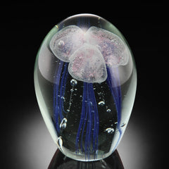 Jellyfish Sculpture Art Glass Triple Pink Purple
