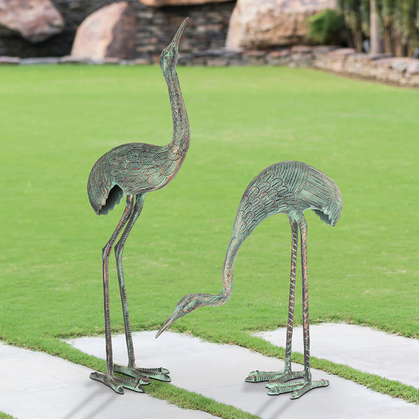 Cranes Foraging Set of 2 Sculpture