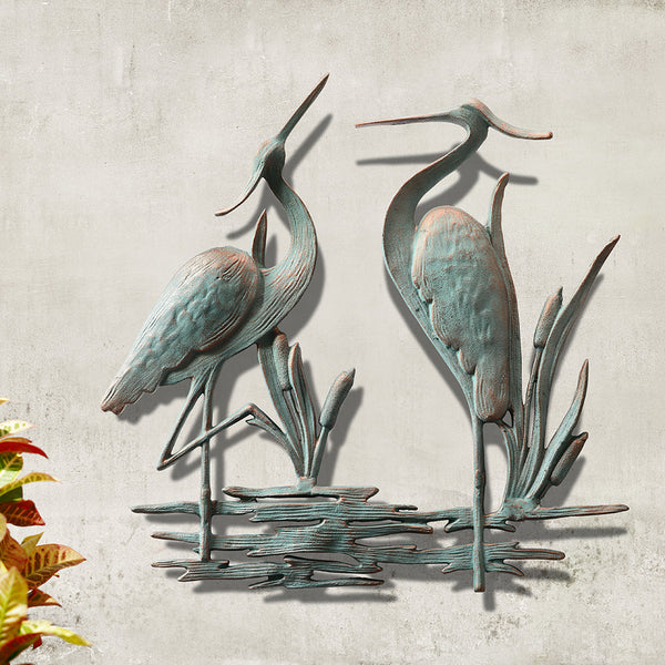 Heron Double Garden Wall Plaque
