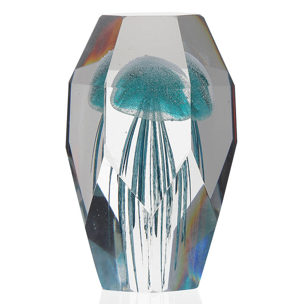 Jellyfish Glow in the Dark Art Glass Turquoise Angled