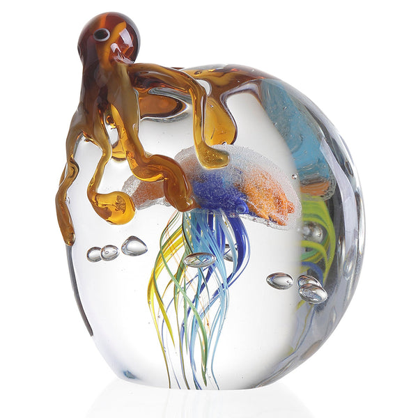 Octopus Paperweight Glow in the Dark Art Glass Gold