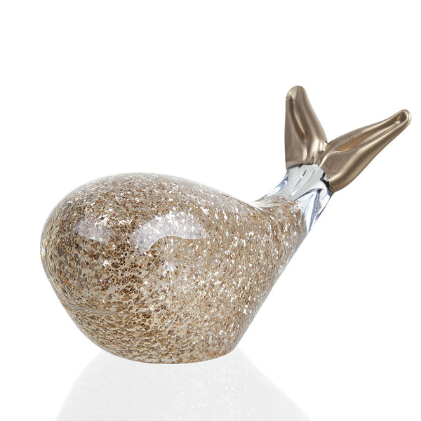 Whale Glow in the Dark Art Glass Gold Flecked