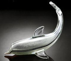 Dolphin Art Glass Black and Clear
