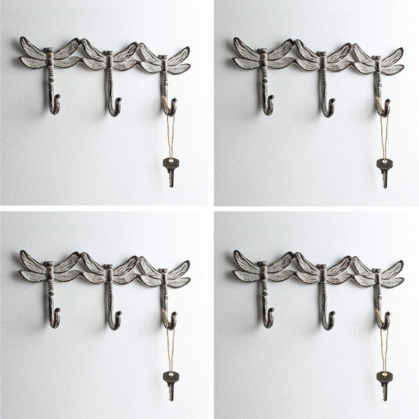 Dragonfly Trio Key Hooks Pack of 4
